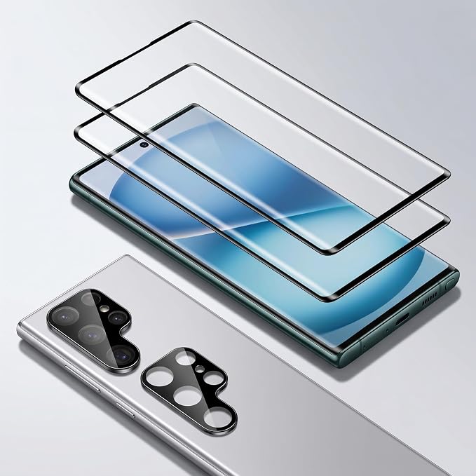 2 Pack Galaxy S22 Ultra Screen Protector, HD Clear Tempered Glass, 2 Pack