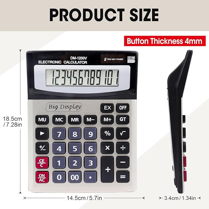 2 Pack Calculator, Calculators Desktop 12 Digit Extra Large LCD Display