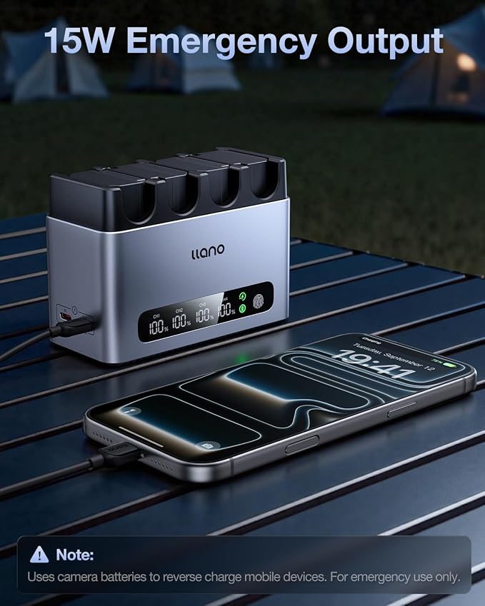 llano 65W 4-Slot LP-E6NH LP-E6P Battery Charger