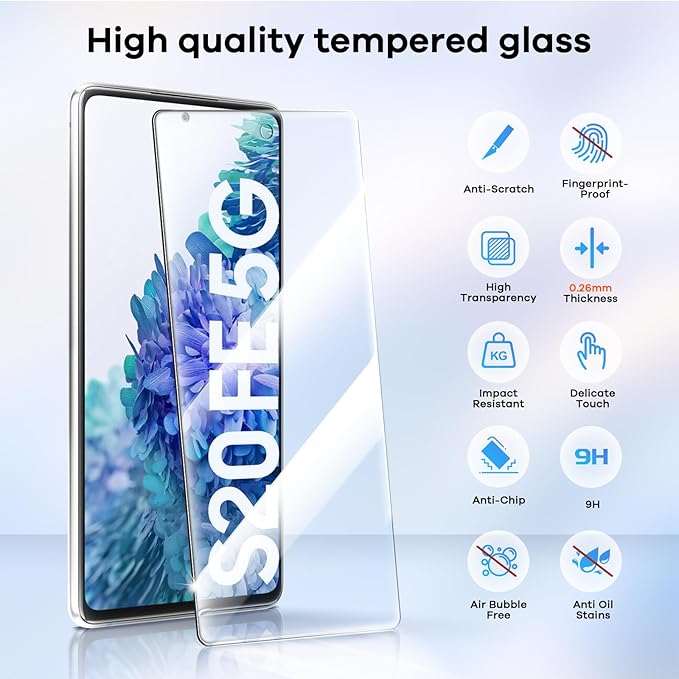 4+4 Pack for Samsung Galaxy S20 FE 5G Screen Protector & Phone Camera Lens