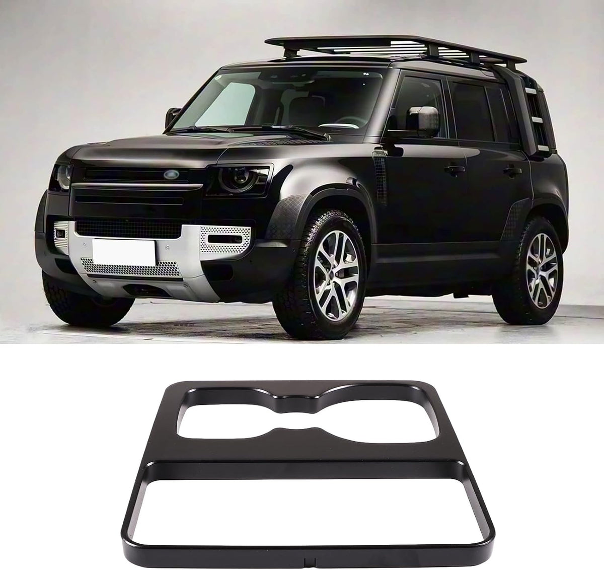 Cup Holder Frame Trim Cover Compatible with Land Rover Defender 90 110 130 2020 2021, Center Console Cup Holder Expander Frame Trim Cover, 1Pcs (Black)