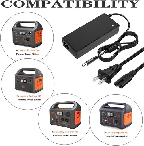 Jackery 24V Charger - Portable Power Station AC Adapter for Explorer 160/240/300/500/550 | 90W Lithium Battery Charging Cord