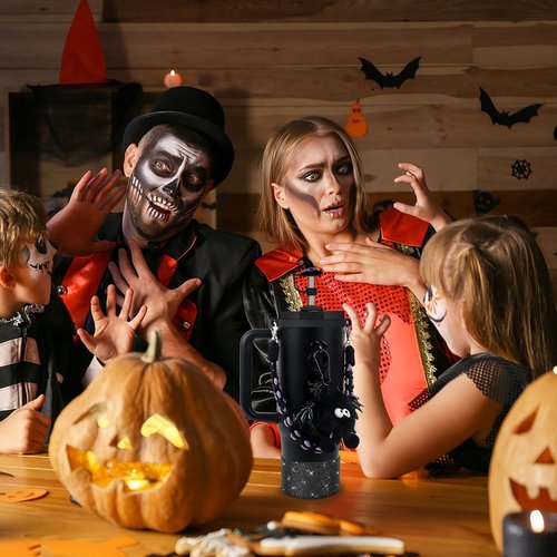 BELSITA Halloween Accessories Set - Black Devil Witch Hat Cap, Silicone Boot, Charms for 30/40oz Tumble