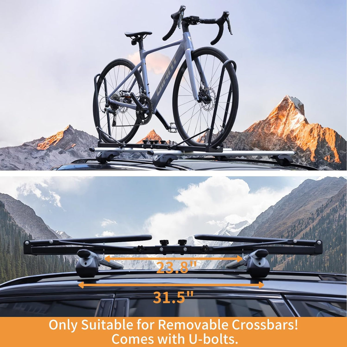 Roof Bike Rack Mount - Skiennix Foldable Upright Bicycle Carrier for Car & SUV | 1-Bike Capacity