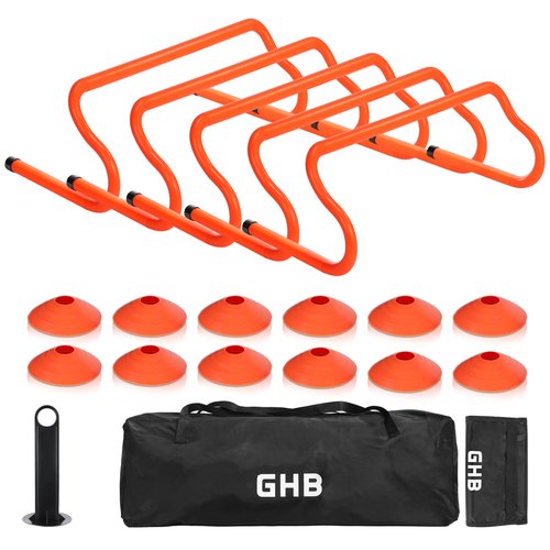 GHB Agility Hurdles 8" Speed Agility Training Hurdles, Detachable Sturdy Hurdles Training Equipment Set with Carry Bag for Kids,Athletes,Soccer,Basketball (17 Pack)