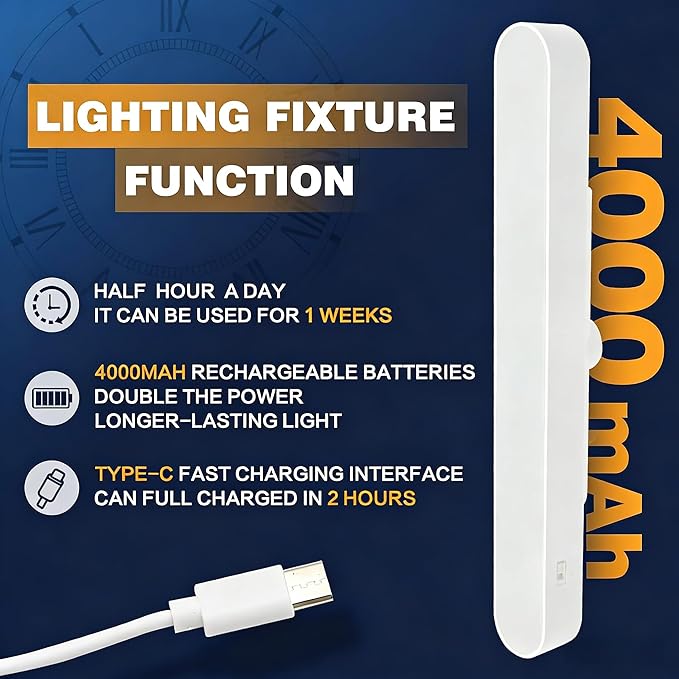 Wireless Vanity Lights for Mirror, 4000mAH Rechargeable Battery Operated Mirror Light, Adjustable Color Brightness & Angle Makeup Light,Cordless Lights for Bathroom Mirror,Desks, Kitchens, Cabinets