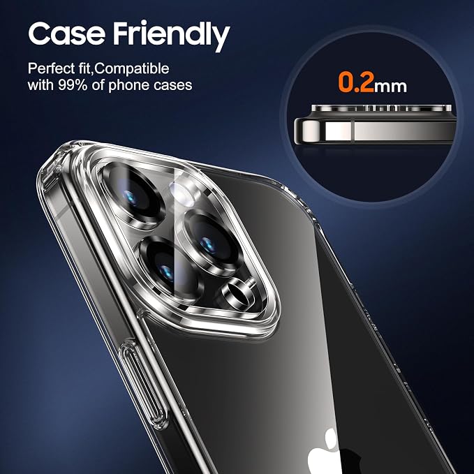 UniqueMe Compatible for 3 Pack iPhone 15 Pro/iPhone 15 Pro Max Camera Lens