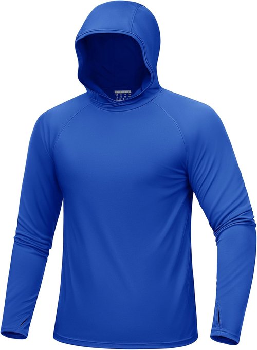 MAGCOMSEN Men's UPF 50+ Sun Protection Hoodie - Quick Dry Lightweight Long Sleeve Rash Guard for Fishing & Running
