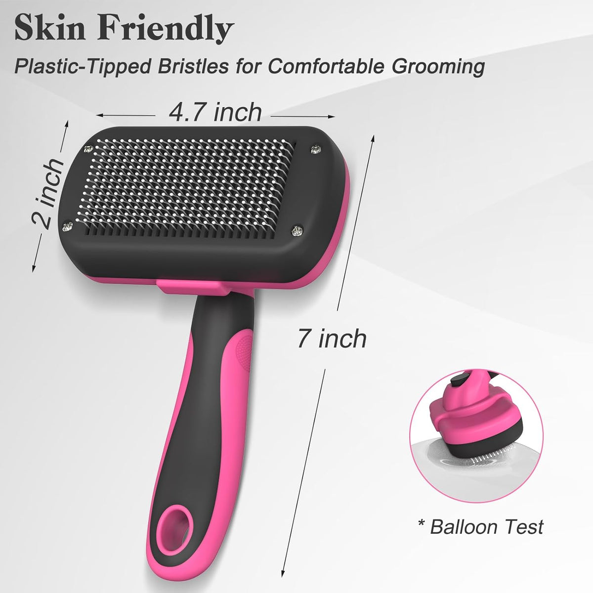 Swihauk Self-Cleaning Slicker Brush - Skin-Friendly Grooming & Deshedding for Dogs & Cats | Pink