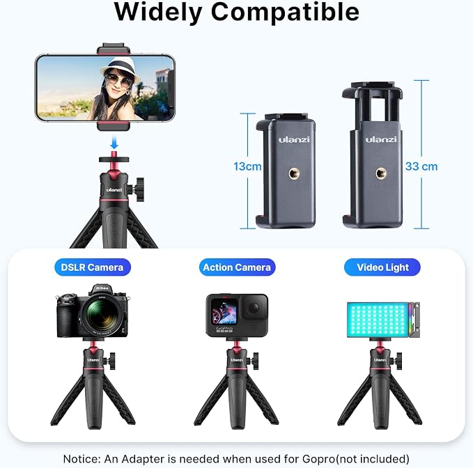 ULANZI MT-08 Extension Pole Tripod, Mini Selfie Stick Stand Handle Grip