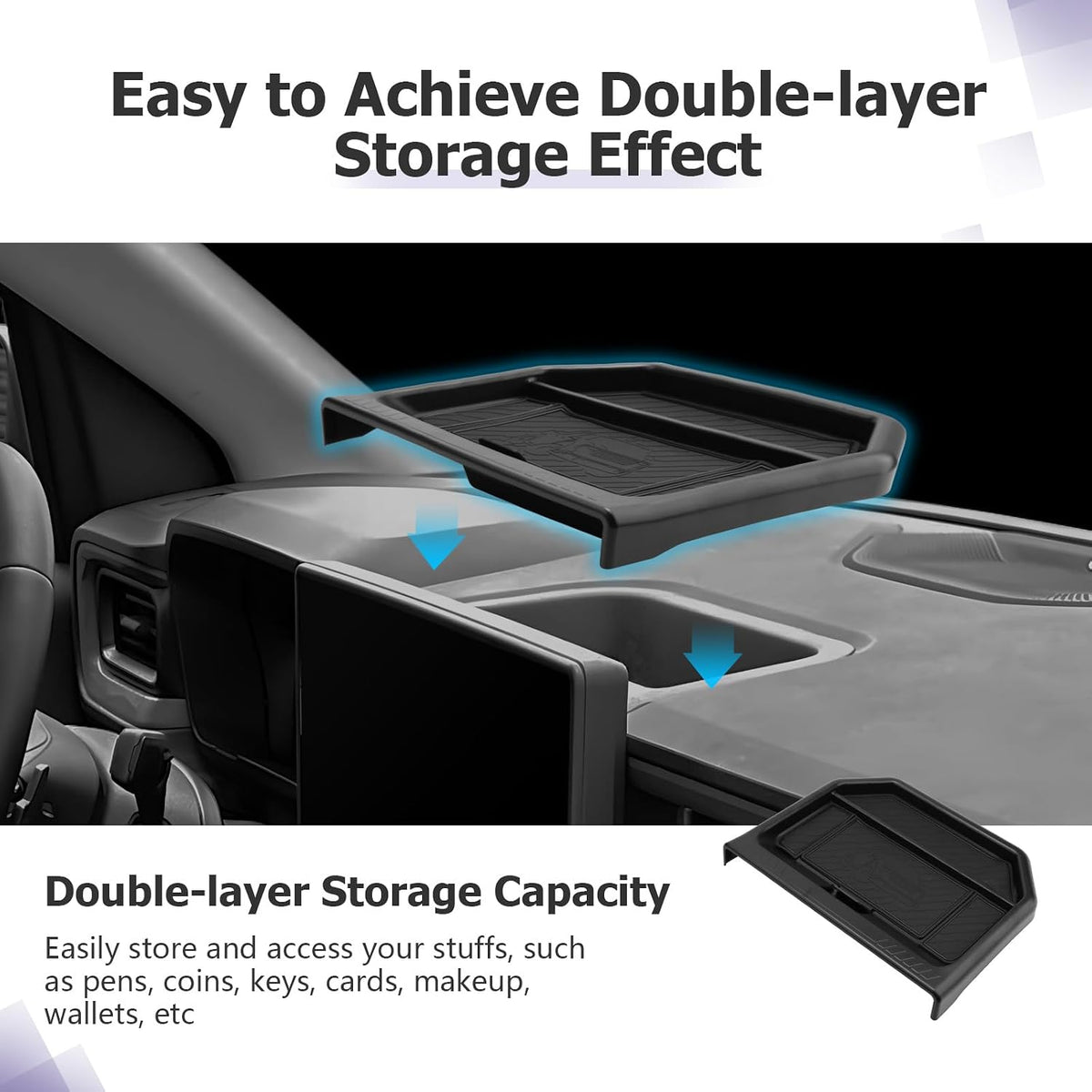 LUWU for 2025 2026 Maverick Dashboard Storage Tray 2026 Maverick XL/XLT/Larita/Tremor/Lobo 12.3-inch Behind Screen Organizer Center Console Display Box Dash Tray Maverick 2026 (Only for 12.3" Screen)