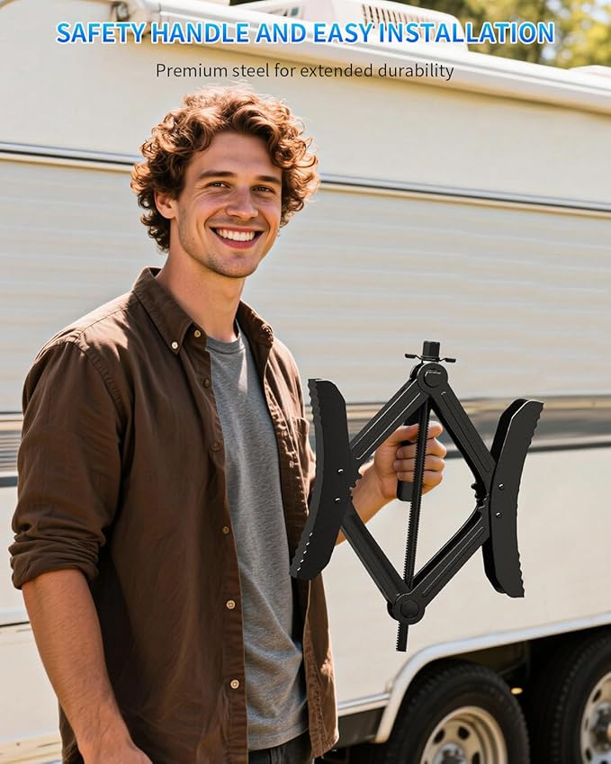 BEBOBLY Camper RV Wheel Chock Stabilizer, Heavy Duty X-Shaped Camper Wheel Chock 2 Sets with Wrench for Travel Trailer, Fits 3.5" to 12" Wheel Gaps, Anti-Move Tire Wheel Chock