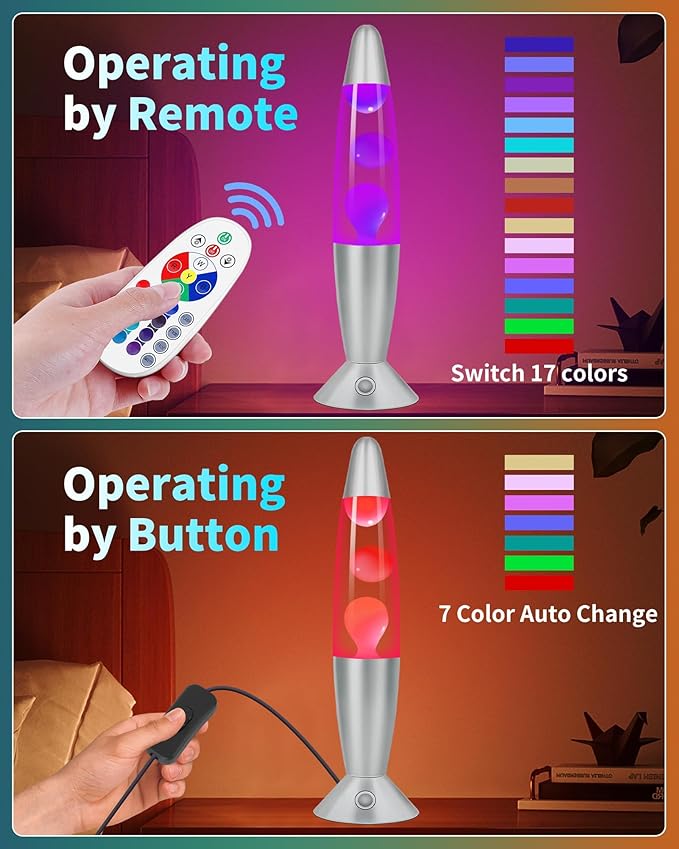 17 Colors Changing LED Liquid Motion Lamps with Remote - 13.5 Inch Liquid Night Light for Adults Teens, Relaxing Ambient Lighting for Home Décor, Valentine's Day Party Christmas Gifts for Women Men