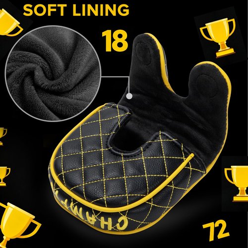 Golf Mallet Putter Cover Headcover, Magnetic Closure Premium Leather Birdie Golf Head Covers Fits Golf DF3 Putter - USA Mallet Putter Headcover (Champion)