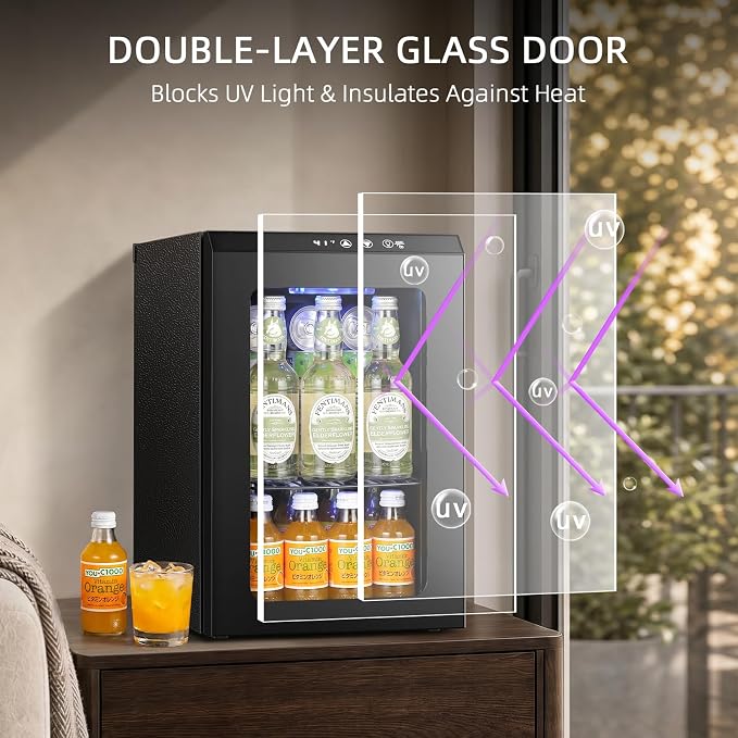 Antarctic Star 18L Mini Fridge Cooler 24Can, Beverage Refrigerator with Quiet Compressor, LED Light,Freestanding Small Fridge with Electronic Temperature Control for Home and Bar(40-61 ℉)