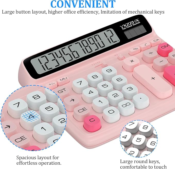 Desktop Calculator with Extra Large 5-Inch LCD Display, 12-Digit Two Way Power