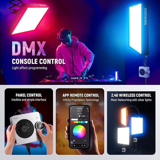 NEEWER Pro 200W Flexible LED Video Light, Studio RGB Panel Light Mat Kit