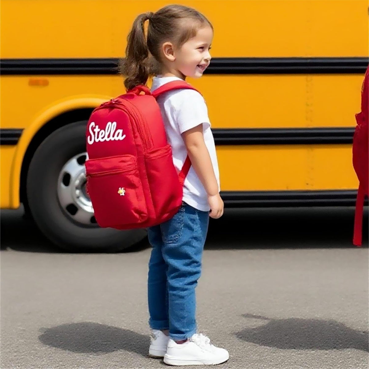 WANSHUNLMI Personalized Corduroy Kids Backpack - Custom Name School Bag in Pink | Toddler Size S & M