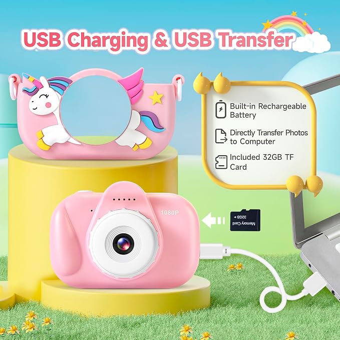 Kids Camera for Toddler Girls Boys Aged 3-9, YEEHAO 32MP Kids Toys Digital
