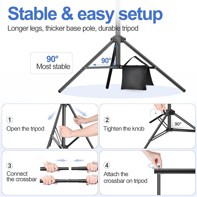 EMART Backdrop Stand 10x7ft Photo Studio Adjustable Background Stand Support kit