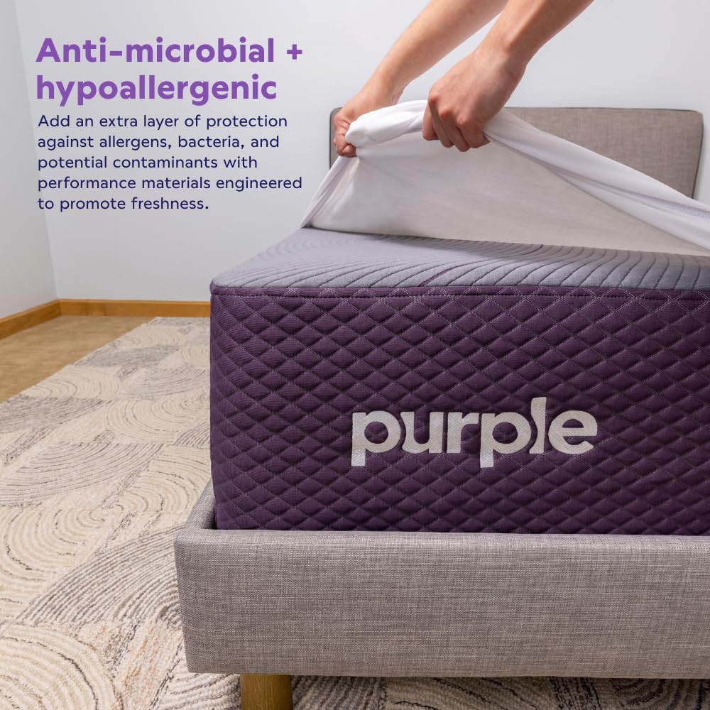 Purple Waterproof Mattress Protector, King, 100 Percent Waterproof