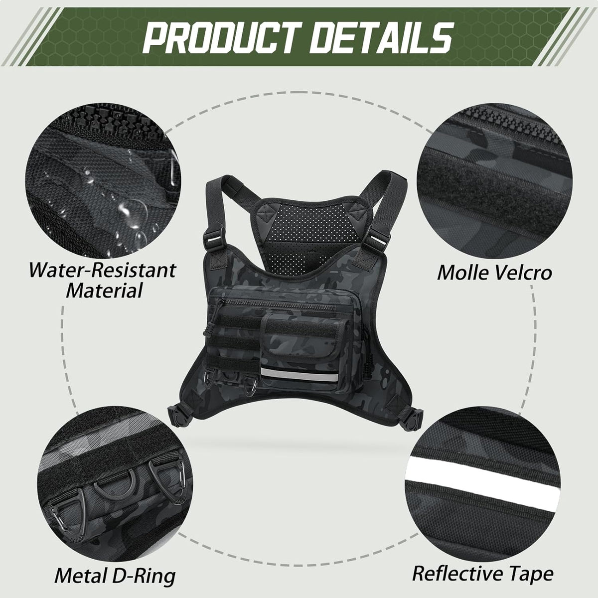 OCKLILY Chest Bag - Versatile Outdoor Sports Vest for Running, Cycling, Hiking & Travel - Unisex Design