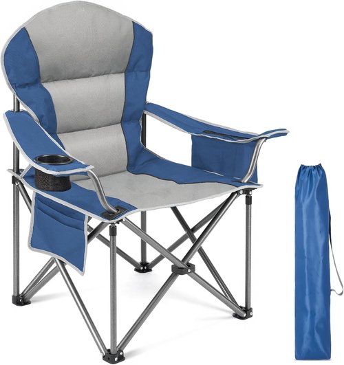 NEWBULIG Oversized Camping Chair - Heavy Duty 500 LBS Support | Portable Folding Design with Cup Holders & Cooler