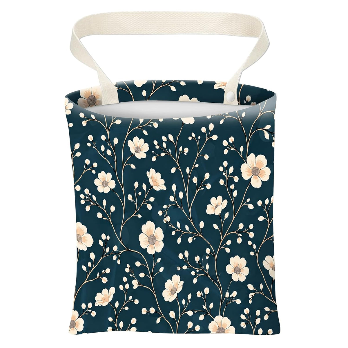 Car Trash Can, Cute Car Trash Bag, Hanging Car Organizer and Storage Bag, Trash Bin for Car Accessories, Vehicle, Travelling, Camping Cute Blue Beige Floral