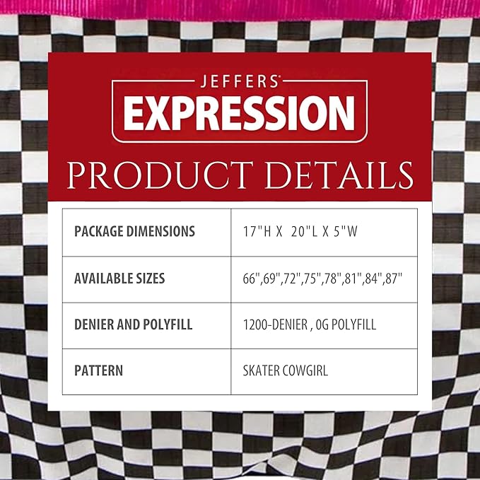 Jeffers Expression 1200 Denier Standard Neck Turnout Sheet, Skater Cowgirl, 75"- Waterproof, Breathable Horse Sheet with 0g Polyfill, No Insulation - Ideal Protection for Wind & Rain, Light Weight