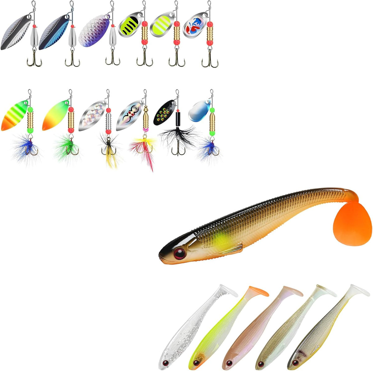 TRUSCEND Fishing Spinners - Two-Way Spinning Spoons System | Top Soft Lures for All Fish Species