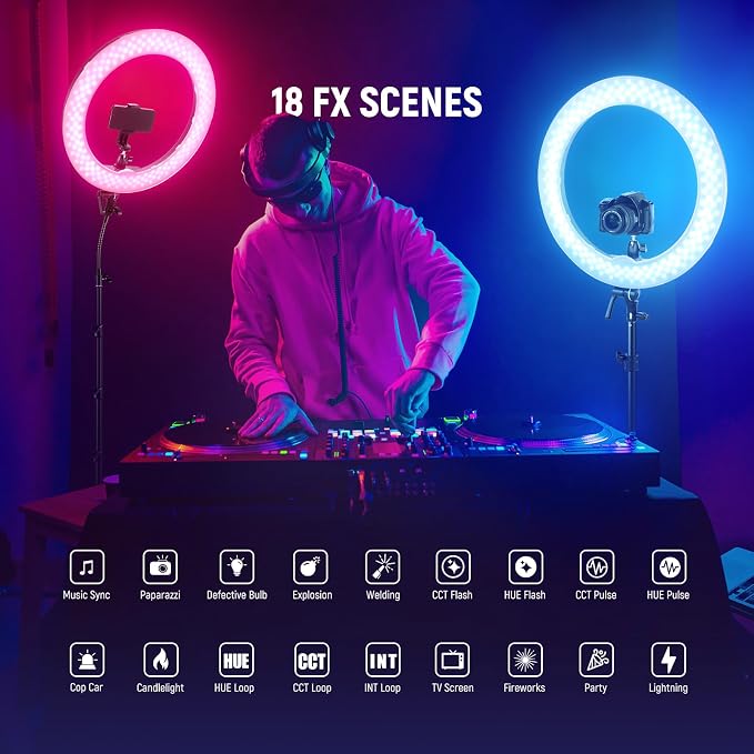NEEWER 18 Inch RGB LED Ring Light APP Control