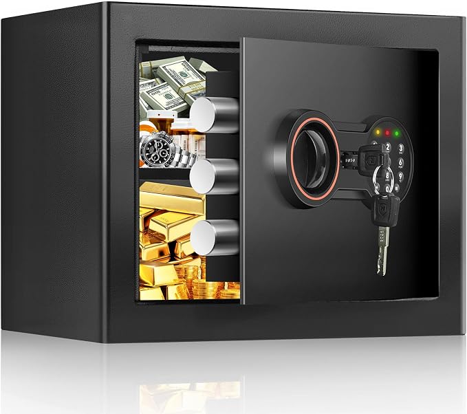 Small Safe for Home, 9.84"H Safe Box for College Dorm Room, Office & Home