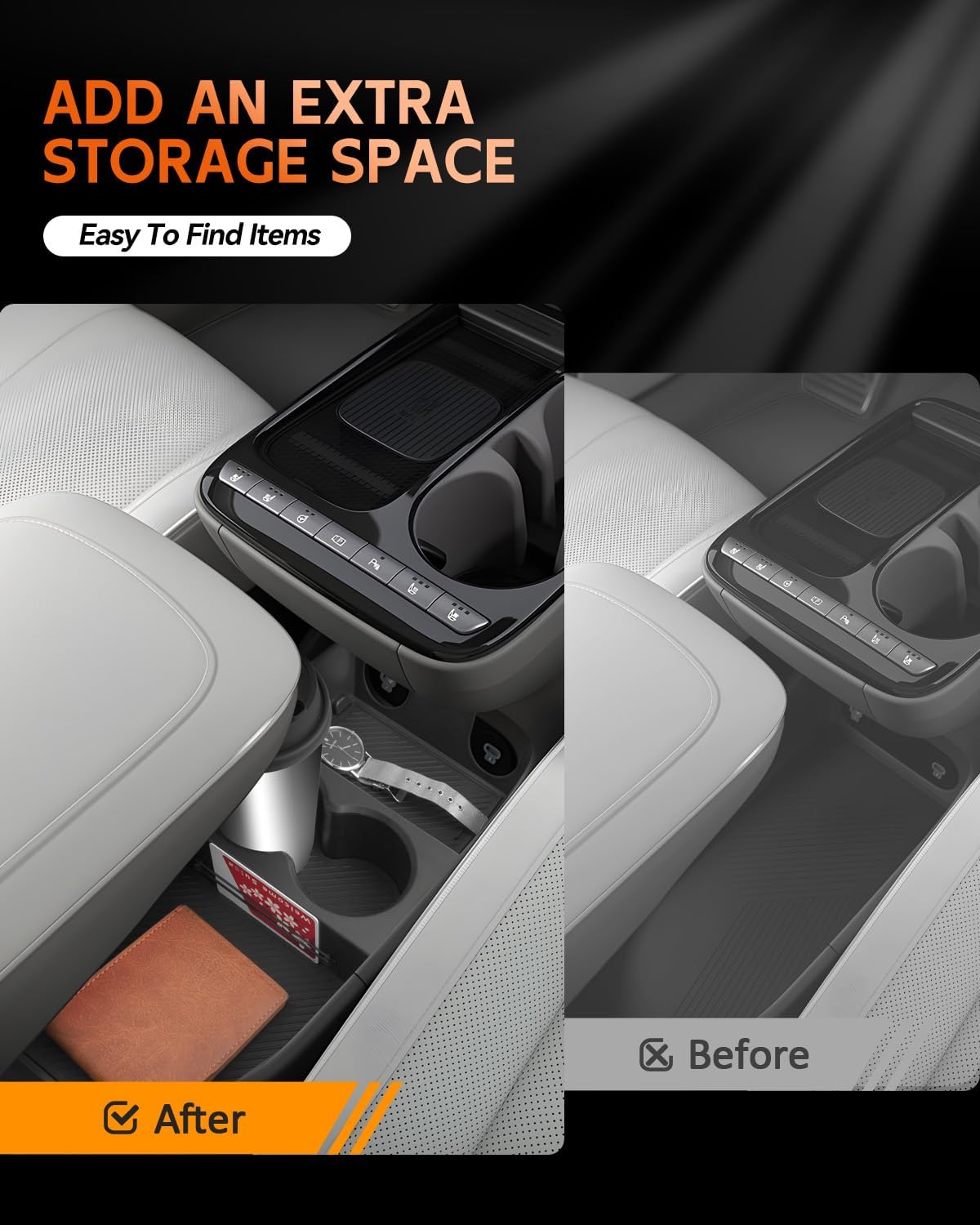 CDEFG for 2025 2026 Hyundai Ioniq 5 Lower Console Cup Holder Tray - Under Center Console Organizer Accessories - NOT for IONIQ 5 N