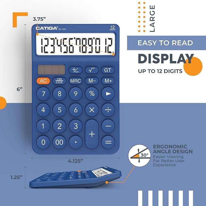 CATIGA 12 Digit Desktop Calculator Basic Desk Calculator