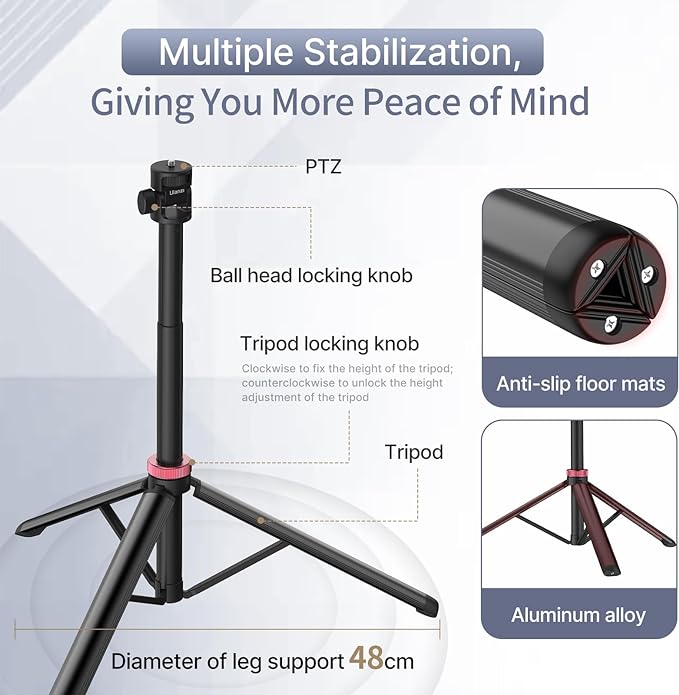 ULANZI MT-79 Extendable Tripod Aluminum 81" Portable Adjustable Light Stand w