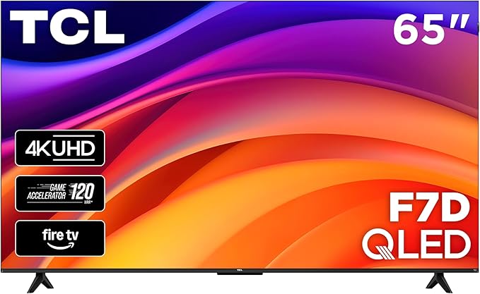 TCL 65-Inch F7D Series 4K QLED (65F7D, 2026 Model) with Dolby Vision HDR & Dolby Atmos Smart TV with Fire TV, Alexa+, Game Accelerator 120, High Brightness LED Backlight, Dolby Atmos and Voice Control