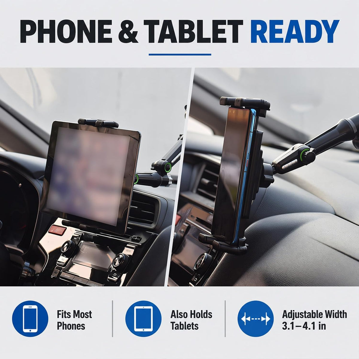 5 in 1 Car Phone Holder, Auto Windshield Dashboard Smartphone Mount