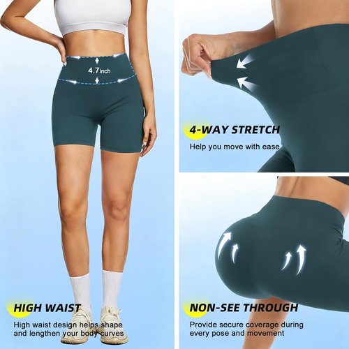 FULLSOFT High Waisted Biker Shorts for Women | Tummy Control Fitness & Yoga Workout Shorts