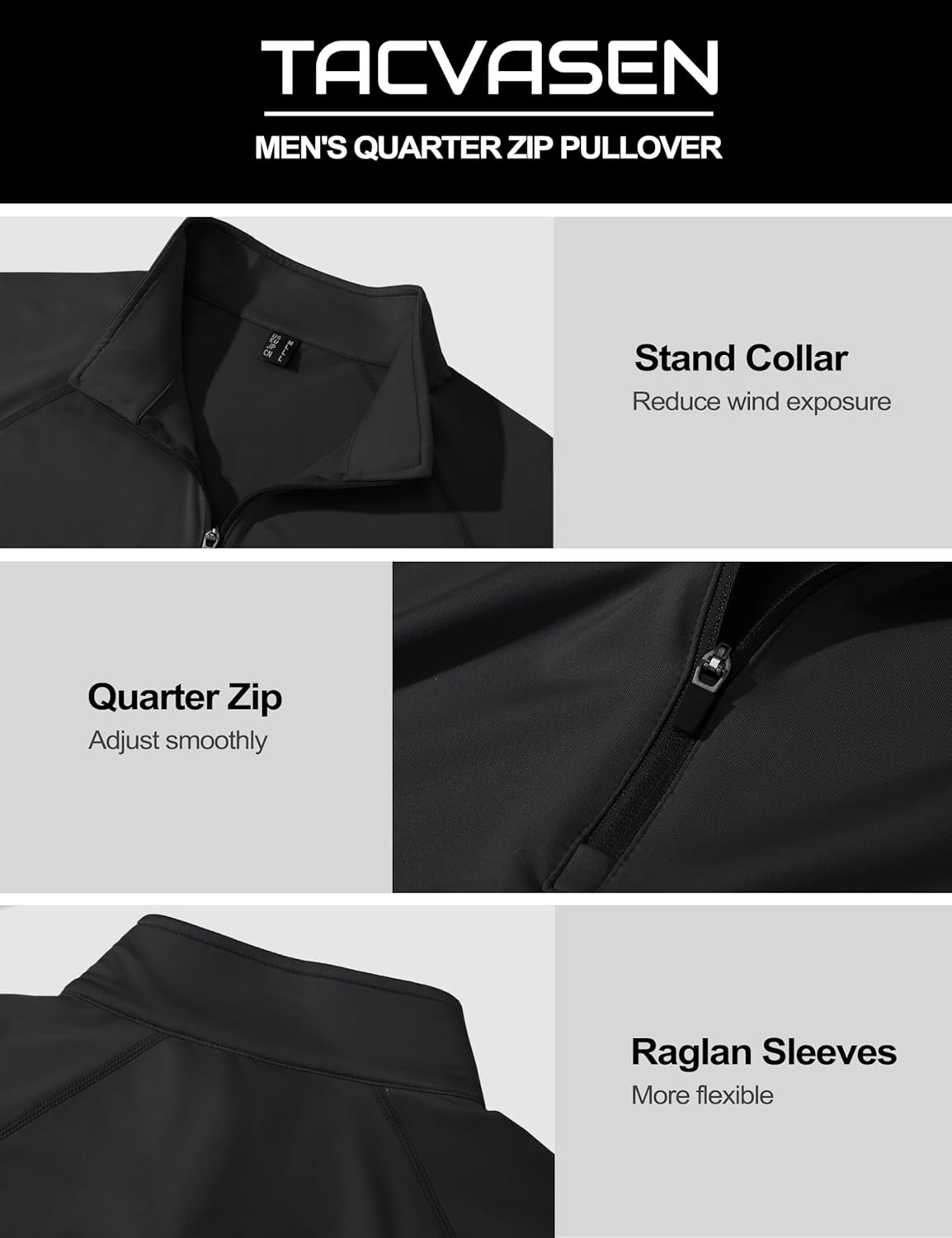 TACVASEN Men's Quarter Zip Pullover | Fleece-Lined Thermal Golf Shirt for Winter Warmth