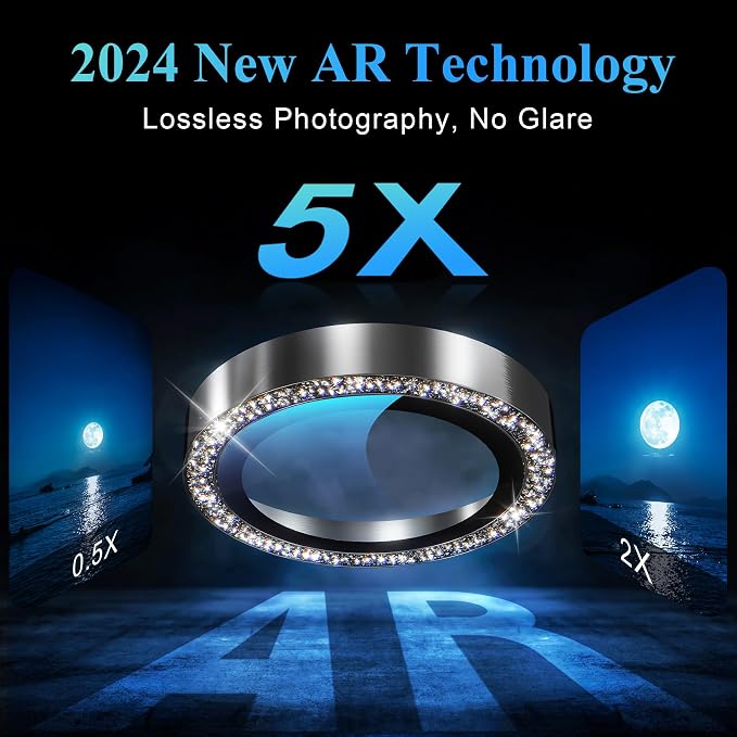 YWXTW Designed for iPhone 16 Pro/iPhone 16 Pro Max Camera Lens Protector Bling