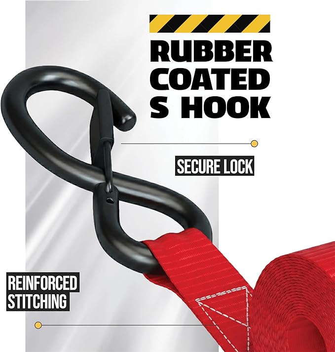 AUGO Retractable Ratchet Straps | 4 Heavy Duty Ratchet Straps Self Retractable Tie Downs with Soft Loops & Storage Bag for Motorcycle, Truck, Trailer, Cargo Van | 1200 Lb Break Strength 1” x 10’