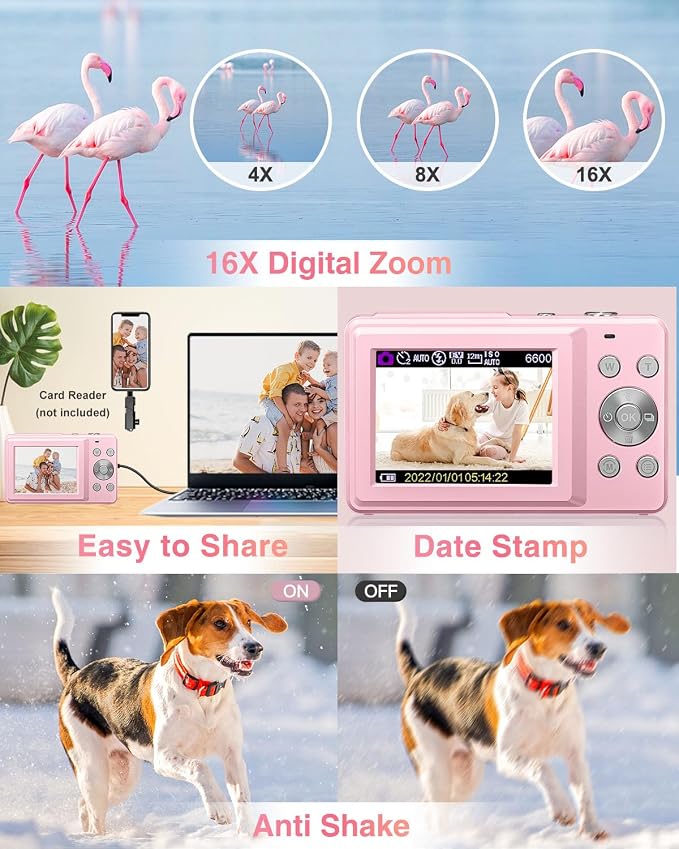 Lecran Digital Camera, FHD 1080P Point and Shoot Camera