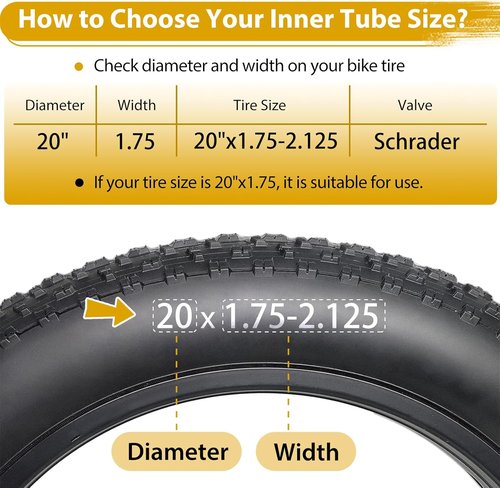 20 Inch Bike Tube - 2 Pack Butyl Rubber Schrader Valve | Fits 20x1.75 to 2.125 for Kids & MTB