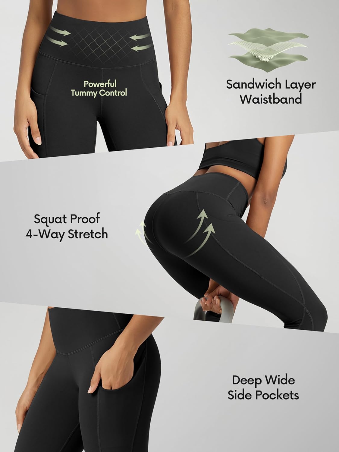 ODODOS Women's High Waisted Yoga Capris - Tummy Control, Non-See-Through, with Pockets | Athletic Leggings