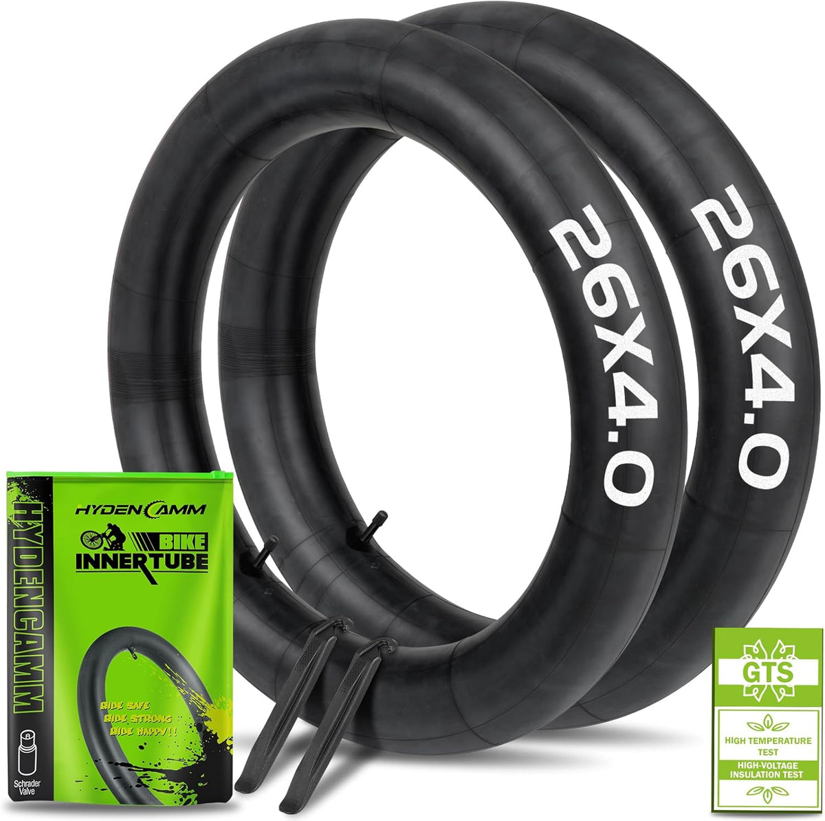 Skiennix Fat Tire Tubes - 20"/26" E-Bike Bicycle Tubes with AV 32mm Schrader Valve & Tire Levers | 2/4 Pack