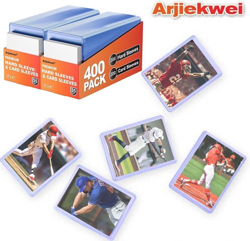 Arjiekwei 400 Card Sleeves - Premium Hard Plastic Protectors for Baseball & Football Cards | 3" x 4" Size