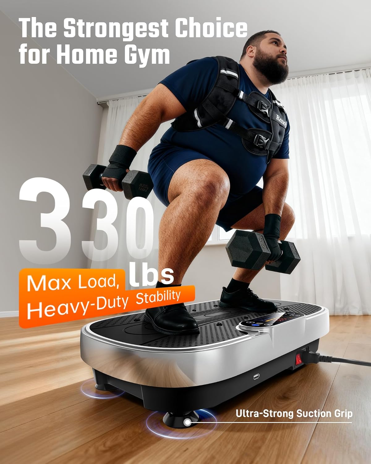 Renoj Vibration Plate Exercise Machine - Smart Vibrating Platform for Lymphatic Drainage & Weight Loss | 455 Lbs Capacity with LED Touch Screen & Bluetooth Speaker