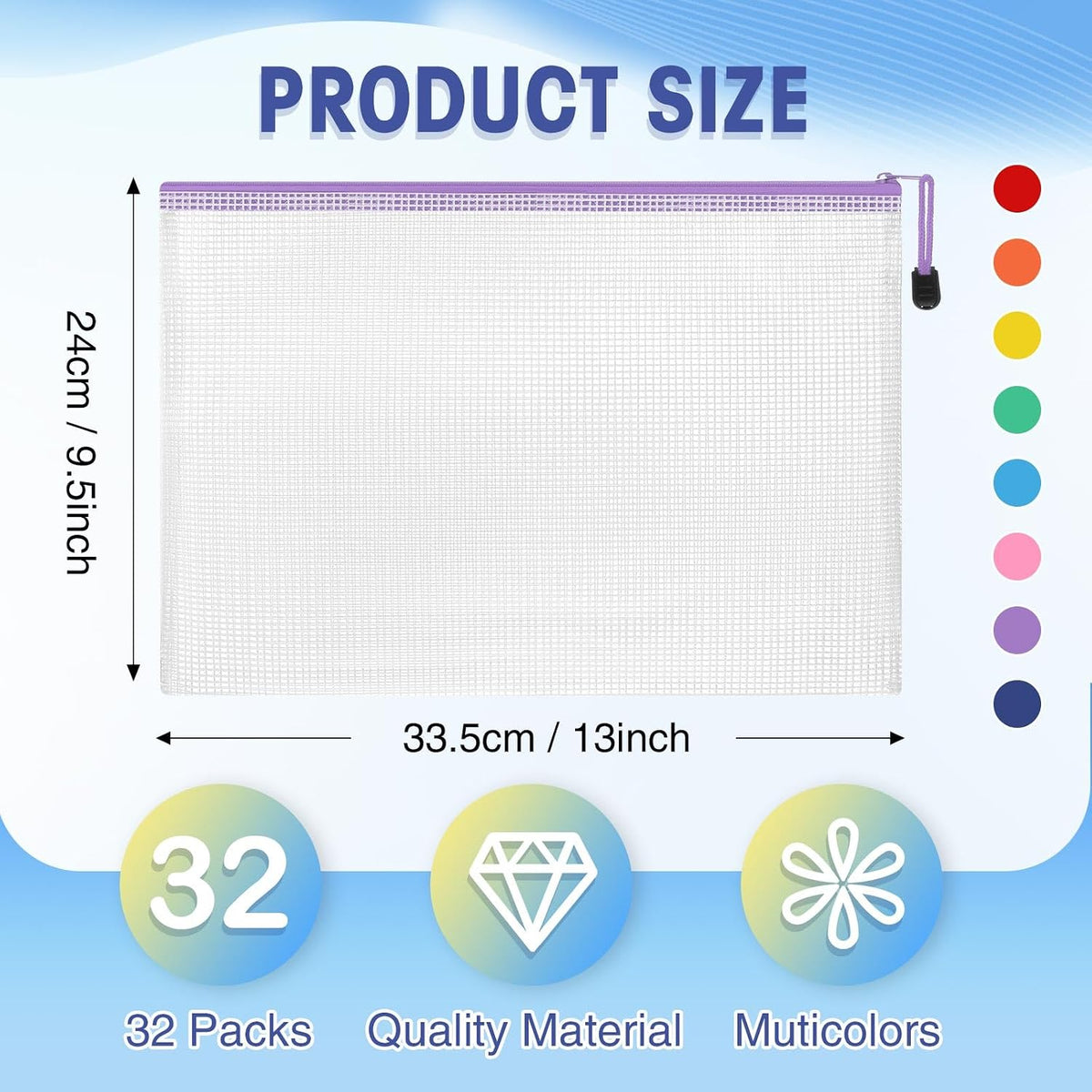 Jetec 32 Mesh Zipper Bags Bikini, Cute Color, 13 x 9.5 Inch, 32 Pcs