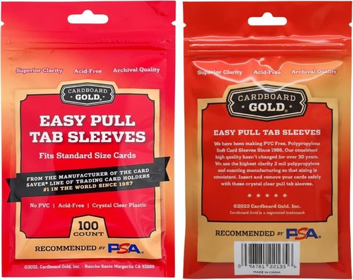 Cardboard Gold Tabbed Sleeves - 2-Mil Archival Safe Design for Card Saver 1 & Toploader - 100 Count