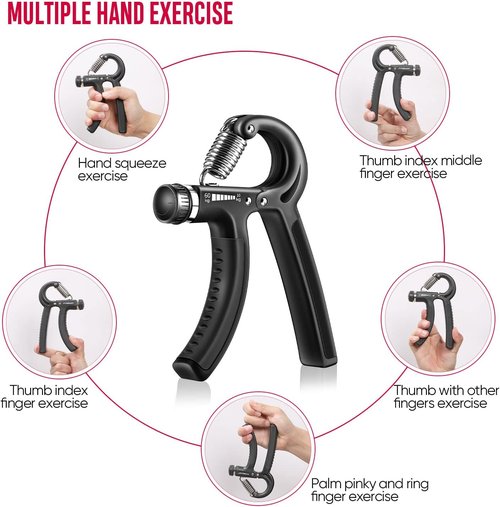 FitBeast Hand Grip Strengthener Kit - 5 Pack with Adjustable Resistance Grippers & Stress Relief Ball